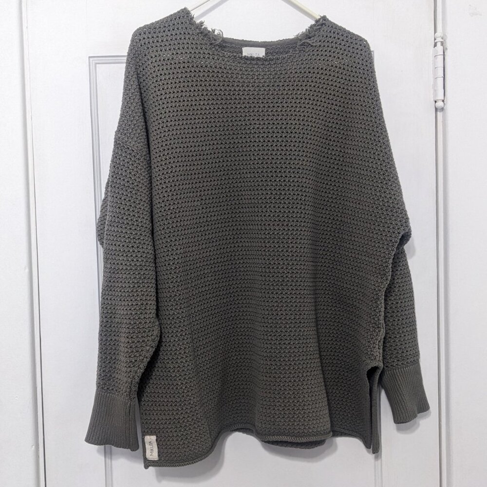 mikuta long knitted sweater olive green size extra small / small - Picture 3 of 8